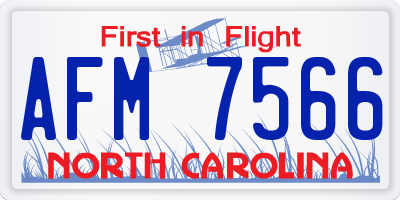 NC license plate AFM7566