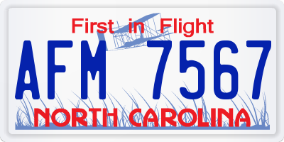 NC license plate AFM7567