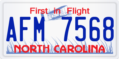 NC license plate AFM7568