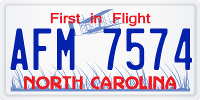 NC license plate AFM7574