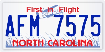 NC license plate AFM7575