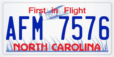 NC license plate AFM7576