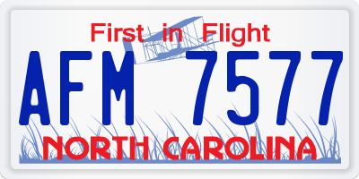 NC license plate AFM7577