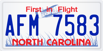 NC license plate AFM7583