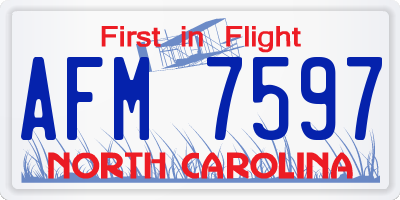 NC license plate AFM7597