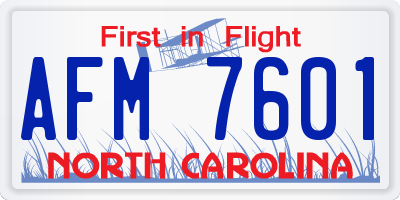 NC license plate AFM7601