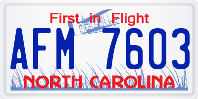 NC license plate AFM7603