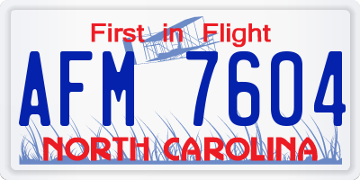 NC license plate AFM7604