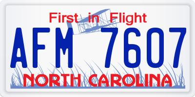 NC license plate AFM7607
