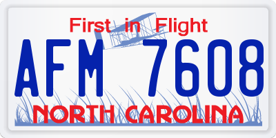 NC license plate AFM7608