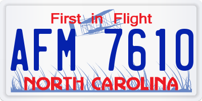 NC license plate AFM7610
