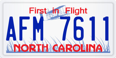 NC license plate AFM7611