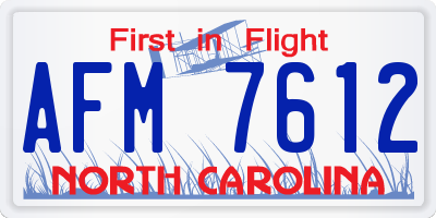 NC license plate AFM7612