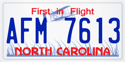 NC license plate AFM7613