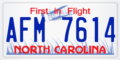 NC license plate AFM7614