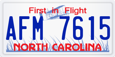 NC license plate AFM7615