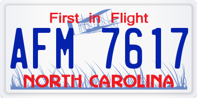 NC license plate AFM7617