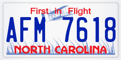 NC license plate AFM7618