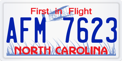 NC license plate AFM7623