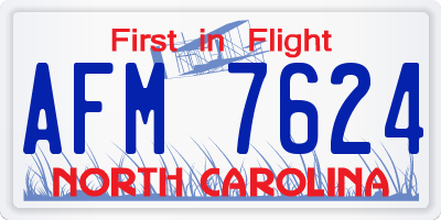 NC license plate AFM7624