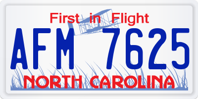 NC license plate AFM7625