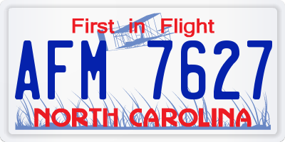 NC license plate AFM7627