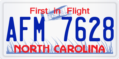 NC license plate AFM7628