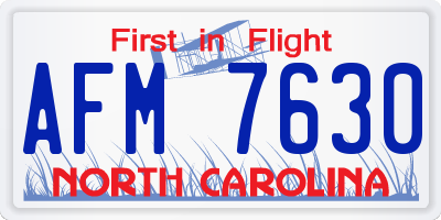 NC license plate AFM7630