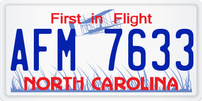 NC license plate AFM7633