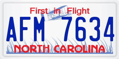 NC license plate AFM7634