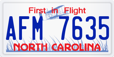 NC license plate AFM7635