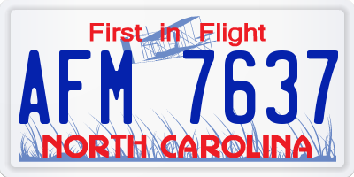 NC license plate AFM7637