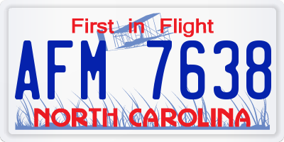 NC license plate AFM7638