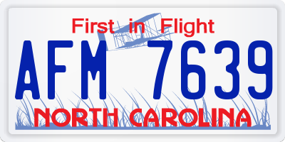 NC license plate AFM7639