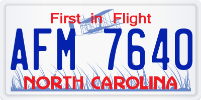 NC license plate AFM7640
