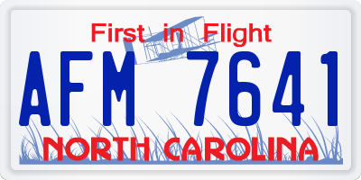 NC license plate AFM7641