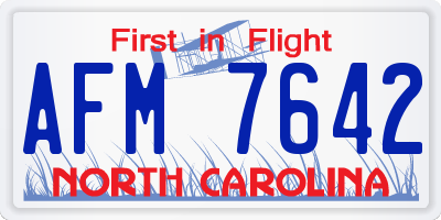 NC license plate AFM7642