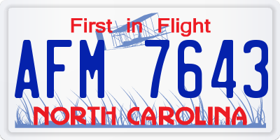 NC license plate AFM7643