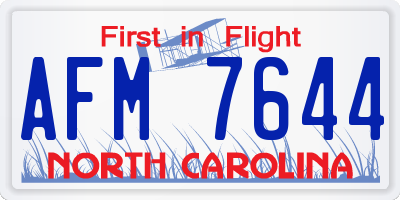 NC license plate AFM7644