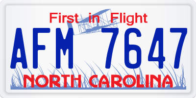 NC license plate AFM7647