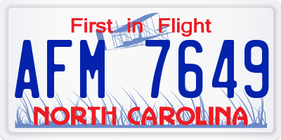 NC license plate AFM7649