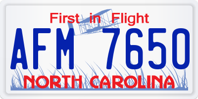 NC license plate AFM7650