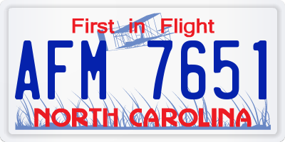 NC license plate AFM7651