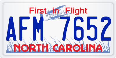 NC license plate AFM7652