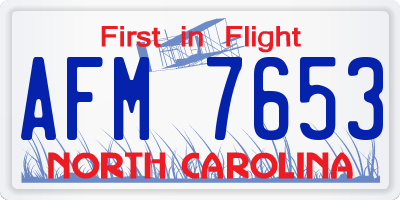 NC license plate AFM7653