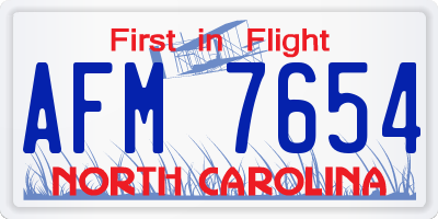 NC license plate AFM7654