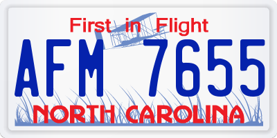 NC license plate AFM7655