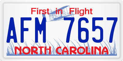 NC license plate AFM7657