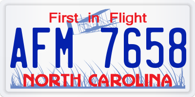 NC license plate AFM7658