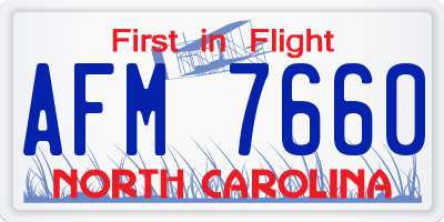 NC license plate AFM7660